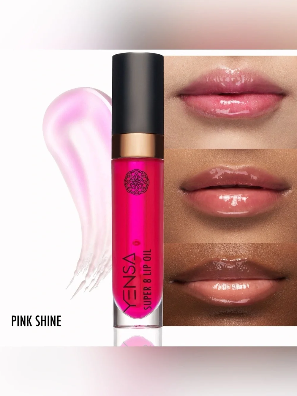 YENSA Super 8 Lip Oil in Pink Shine - Sheer Light Pink  0.23 fl oz / 6.8 ml